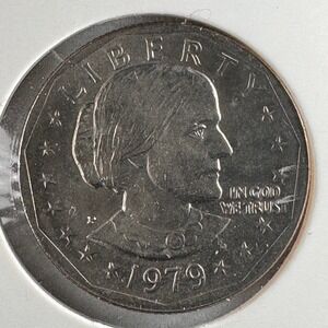 1979 Susan B Anthony One Dollar Coin AU US Mint Philadelphia No Mint Mark SBA